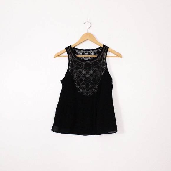 *American Eagle Black Lace Tank Blouse - Picture 3 of 6